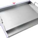 Parts DS126 Stainless Steel BBQ Cooking Griddle, Universal Flat Top Griddle with 2 Handles for Most Gas Grills, W18"D12.5"H2.75", Heavy Duty Stainless Steel Griddle 1pc, Middle size