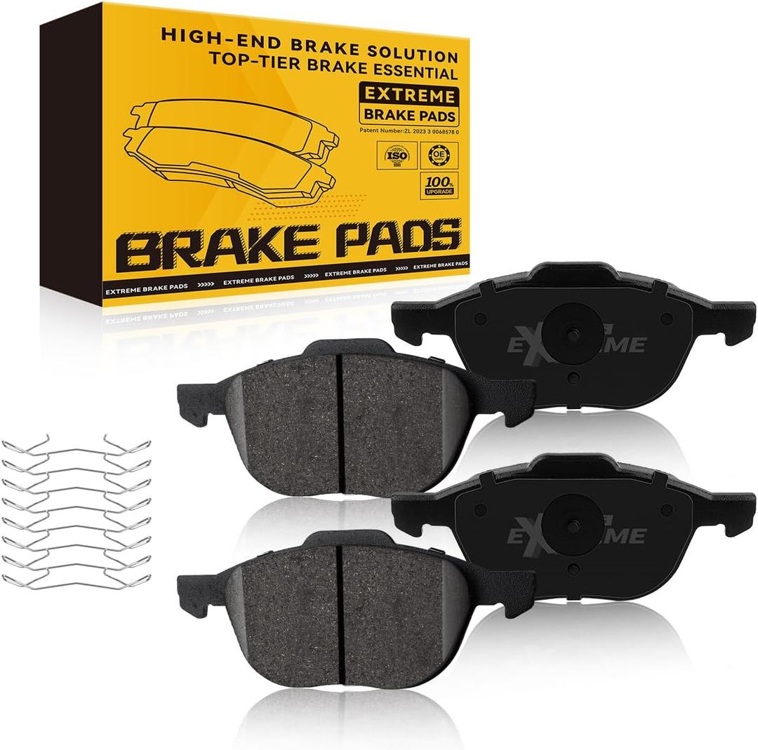TOVASTY 4PCS Front Brake Pads Premium Carbon Ceramic Pad Compatible with Ford Escape 2013-2019, Focus 2005-2007, 2012-2018, Compatible with Mazda 3 2004-2013, 3 Sport 2009-2012 (D1044)