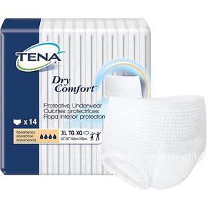 4 X TENA Dry Comfort Underwear, Extra Large, Unisex, 56 Count, Size XL, Incontinence Protector