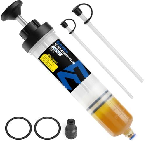ExtreSpo 500CC Fluid Extractor, Fluid Syringe Pump, Oil Extractor for Cars Ships Engines Lawn Mowers Fluid Extraction and Filling, with 2 Transparent Hose