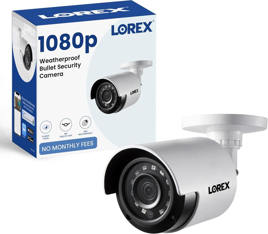 Lorex 1080p HD Bullet Security Camera | Weatherproof Outdoor CCTV Camera with 130ft Night Vision | 90 Field of View | IP66 Rated | Analog HD | ClearNight Imaging | Indoor/Outdoor Use | 2MP Lorex 1080p HD Bullet Security Camera | Weatherproof Outdoor CCTV Camera with 130ft Night Vision | 90 Field of View | IP66 Rated | Analog HD | ClearNight Imaging | Indoor/Outdoor Use | 2MP