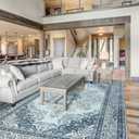 Area Rug for Living Room, 6x9Ft Non-Slip Vintage Area Rug, Machine Washable Boho Rugs for Bedroom Office Dining Room Farmhouse, Blue