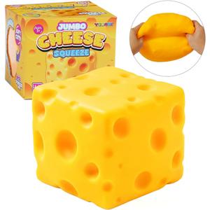 Jumbo Cheese Squishy Toy, Giant Slow Rising Cheese Squishy for Kids & Adults, Soft Sensory Squeeze Fidget Toy for Stress Relief, Funny Office Desk Toy & Novelty Gift, Large