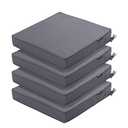 Outdoor Chair Cushions 16 x 17 Inch, Set of 4, Water Resistant Patio Chair Cushions with Tie 3 Year Color Fastness Thick Outdoor Seat Cushion for Garden Lawn Patio Furniture Dark Grey