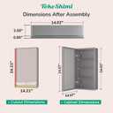 TokeShimi 14x24 Bathroom Mirror with Storage Tempered, Aluminum Silver Recessed Medicine Cabinet with Mirror Frameless Stepless Adjustable Shelf, Surface Mount Medicine Cabinet for Bathroom
