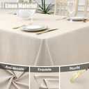 Smiry Rectangle Table Cloth Linen Textured, Waterproof Spillproof Anti-Wrinkle Burlap Tablecloth, Washable Decorative Fabric Table Cover for Dining, Party, Banquet, 52 x 70 Inch, Beige