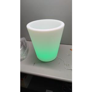 16-in Round LED Flower Pot Outdoor, Large Rechargeable LED Planter Light w/Remote, Dimmable RGB Color Changing Illuminated Planter, Modern Waterproof Light Up Plant Pot for Home Balcony Porch Yard