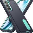 BaHaHoues for Samsung Galaxy S22 Case with Built in Kickstand,Shockproof/Dustproof/Drop Proof Military Grade Protective Cover for Galaxy S22 5G 6.1 inch (Dark Blue/Aqua Blue)