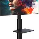 FITUEYES Swivel Floor TV Stand with Mount for TVs 37 43 50 55 60 65 70 75 Inch LCD LED Flat/Curved Screens Universal Swivel Televisions TV Mount Stand for Bedroom Living Room Black Tempered Glass Base