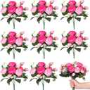 Yunsailing 8 Pack Artificial Peony Flowers Faux Silk Hydrangea Bouquet Wedding Home Table Decor Reusable Bouquet of Rose Flower for Birthday Wedding(Pink)