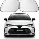 ARANA Set of 2 Car Windshield Sun Shade, 240T Polyster Front Window Sunshade Keeps Car Interior Cool, Foldable & Retractable Sun Visor Universal Fit for Small Sedan, Jeep Wrangler, Small 26"x18"