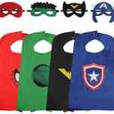 AnRuk Superhero Capes for Kids, Hero Caps and Masks for 4-12 Year Old Boys and Girls, Cartoon Dress Up for Holiday Halloween, Costumes Party Supplies Christmas and Brithday Gifts