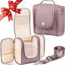 BOACAY Extra Large Hanging Travel Toiletry Bag for Women and Men, Makeup Bag, Bathroom & Shower Organizer Kit for Accessories, Cosmetics, Essentials ((X-Large) Coffee with Milk Brown)