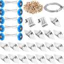 Lounsweer Garage Door Rollers Hinges Set Bracket Screw Wire Rope Replacement Parts Blue Nylon Wheels Quiet High Load 6200RS Seal Roller Hardware Tune Up Kit for 16 x 7", 18 x 7" Door