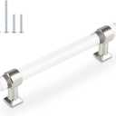 Orger 5 Pack Acrylic Cabinet Handles 5 inch Drawer Pulls Modern Decor Silver Chrome Kitchen Hardware Cabinet Pull Handles for Dresser Drawers and Cupboards