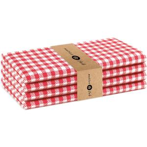 Native Fab Set of 4 Gingham Mini Check Cloth Dinner Napkins 100% Cotton 16x16 inches Soft Comfortable Absorbent Restaurant Hotel Quality - Easy Care Washable Wedding Daily Everyday Use - Red White
