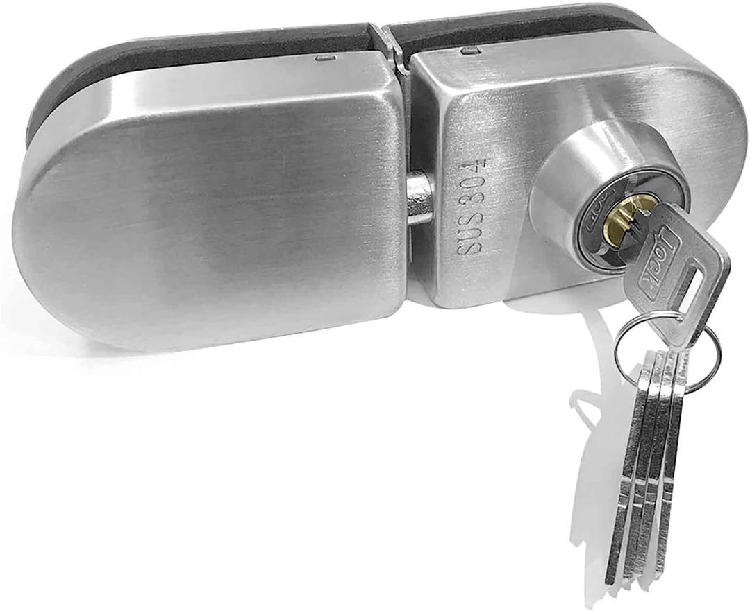 Glass Door Lock with 5 Keys Only Fit 0.31inch -0.47inch Thickness Glass, Single Side Door Lock for Shower Room Bathroom Hotel Apartment (Single Side Lock) (6.29in)
