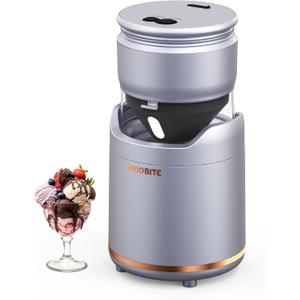 BRIOBITE Ice Cream Maker,Rechargeable Soft Ice Cream Machine with Low Noise,Compact for 1-2 Servings,Perfect for Sorbet,Gelato,Frozen Yogurt,Silver