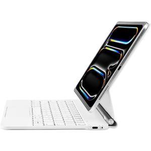InUnion Magic Keyboard Case for iPad Pro 11-inch (M4 2024 / M5 2025), Easy-Set Magnetic Stand with Great Typing Experience, Built-in Trackpad, 3 Brightness Backl (White)