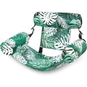 SLOOSH Pool Floats Chairs Adult,Inflatable Pool Lounge,Plant Pattern Floating Mat Hammock,Blow up Water Chairs Noodles rafts for Party Summer Water Beach Fun