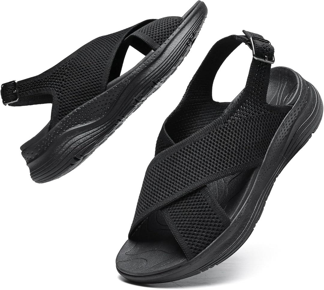 Bravover Womens Orthopedic Sandals Ladies Recovery Sport Outdoor Adjustable Strap Sandals with Comfortable Plantar Fasciitis Arch Support