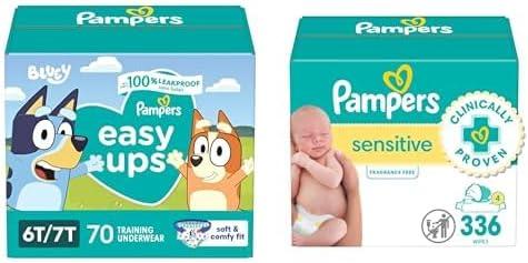 Pampers Easy Ups Boys (6T-7T), 70 Count + Pampers Baby Wipes, 336 Wipes Total (4 Flip-Top Packs)
