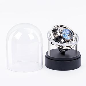 Ultra Quiet Watch Winder Under 18dB, 4 Modes & 6 Directions, for Automatic Watches Rolex/Omega, Anti-Magnetic Motor with Glass Display Case (Silver)