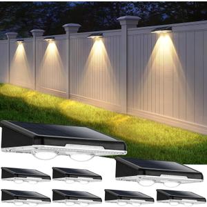Solar Fence Lights Outdoor 8-Pack, Waterproof Fence Light Solar Powered with 3 Modes (3000K/4500K/6500K) for Outside, Patio, Deck, Stair, Step, Garden, Backyard, Walkway, Pathway, Railing