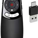 DINOSTRIKE 2 in 1 Type C and USB Presentation Clicker for Powerpoint Presentations,RF 2.4GHz Wireless Presenter Remote Slide Advancer with Volume Control for Mac Laptop Computer Office Classroom