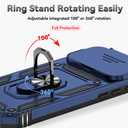 for iPhone 17 Pro Max Case, with Slide Camera Cover HD Screen Protector [Military Grade 16ft. Drop Tested] Ring Holder Kickstand Protective Phone Case for Apple iPhone 17 Pro Max, Navy Blue