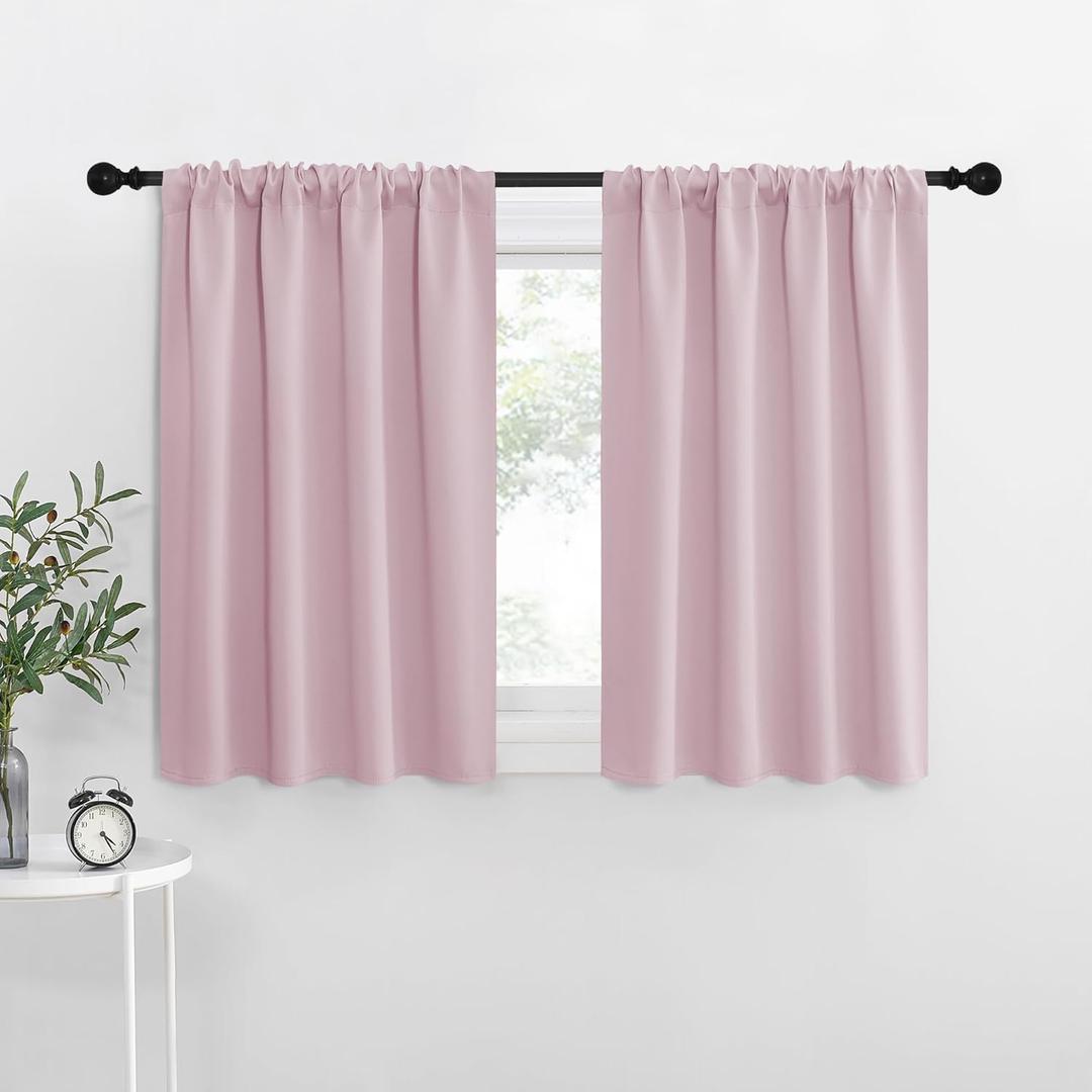 NICETOWN Blackout Curtains for RV Windows, Baby Pink, 29" by 20", 2 Panels, Room Darkening Window Curtain Panels, Easy-Care Solid Thermal Insulated Draperies/Drapes for Daughter Room