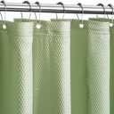 Tititex Solid Sage Green Cloth Fabric Shower Curtain Liner with 2 Magnets - Texture Soft Hotel Quality Waterproof Shower Liner, Light-Weight & Machine Washable 60x72 inch