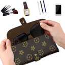2 x Glasses storage bag Travel sunglasses myopia glasses storage bag Fashion leather storage bag (Deep Coffee)