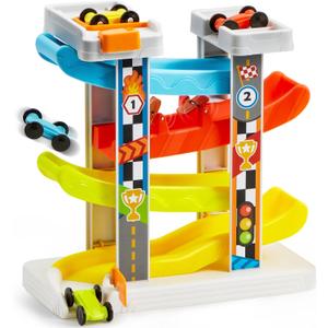 lalalark Toddler Toys for 18M+ Boy and Girls, Race Track Car Ramp Toy with 4 Cars and Multiple Parking Spaces, Birthday Gifts for Baby Toddler Kids Indoor Outdoor, Medium