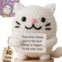 Cat Gifts for Women - Positive Crochet Animal with 30 Cute Signs | Cat Mom Gift for Women for Birthday, Mothers Day | Funny Fur Mama Present Ideas for Cats Lady | Present Idea for Friends, Coworkers