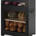 Mini Potato and Onion Storage Bin - Wooden Storage Box for Kitchen Countertops, Vegetable Storage Bins, 12.2" W x 6.5" D x 16" H (Black)