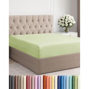 CGK Queen Fitted Bed Sheet - Bottom Single Fitted Sheet Only - Ultra-Soft Hotel Luxury Bedding w/ 8-16 Inch Deep Pockets - Breathable & Wrinkle Free - Easy-Care, Fade & Shrink Resistant - Light Sage Green