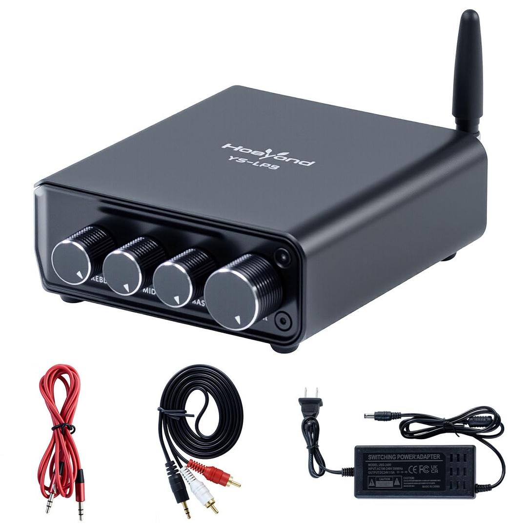 Bluetooth Amplifier 2.0 Channel 50W+50W, Stereo Audio Amp with Bass & Treble Control for Home Theater Speakers