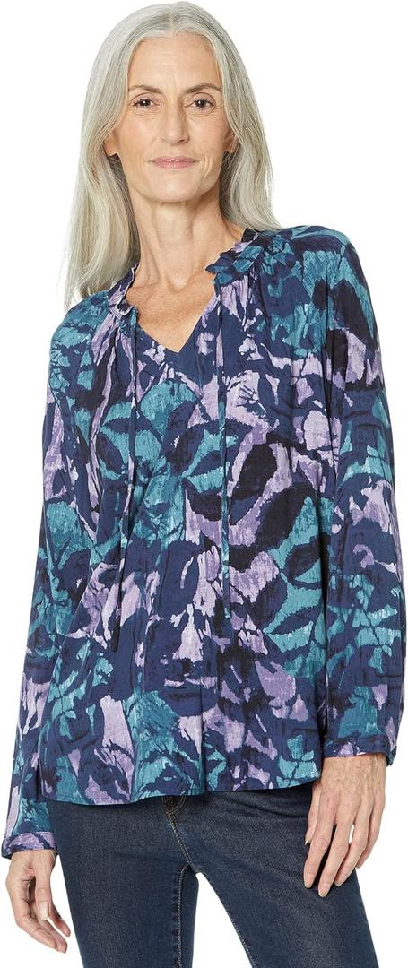 NIC+ZOE Womens Indigo Vines Live in Top