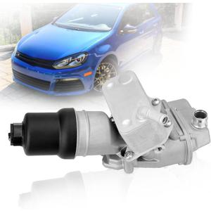 06F115397K Upgraded Aluminium Oil Filter Housing Assembly with Oil Cooler Compatible with VW Passat Jetta Golf R GTI Eos Audi A4 A3 TT TTS 2005-2015 2.0L L4, Replace # 06F115397K 06F115397J 06F115397H