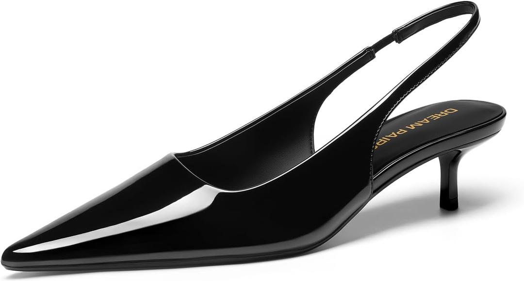 DREAM PAIRS Women's Kitten Heels Slingback Low Closed Toe Comfortable Pumps Pointed Toe Wedding Party Elegant Dress Shoes, Size 7.5 