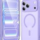FNTCASE for iPhone 17 Pro Case: Matte Magnetic Phone Cases with Screen Protector Compatible with Magsafe Slim Anti Yellowing Rugged Shockproof Protective Translucent Cell Phone Cover (C-Purple)