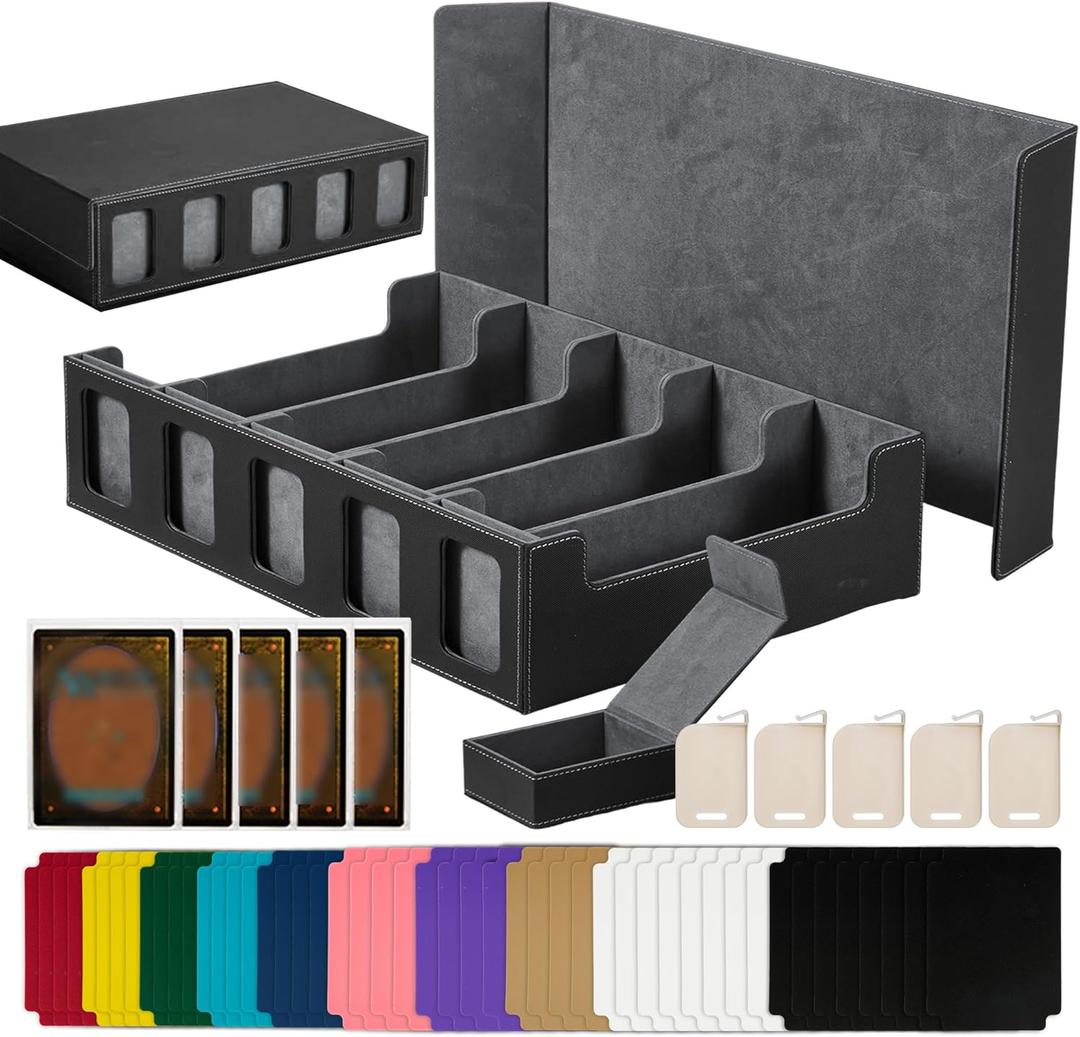 3900+ High-Capacity Card Display Storage Box, 5-Layer Transparent Window Design (Ideal for Collectors & Beginners), Compatible with TCG/Sports Cards, Includes 34 Accessories + 1 Dice Tray(Black)