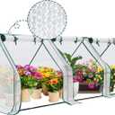 EAGLE PEAK Tunnel Greenhouse Garden Green House with Roll-Up Zipper Doors, Portable 96"x36"x36", Bubble Film Cover, White