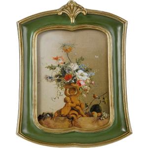 Vintage Picture Frame 5x7 Antique Ornate Photo Frame Tabletop and Wall Hanging Old-Fashioned Style, Decorative Retro Design Home Decor, Photo Gallery, Art, Green