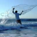Yeahmart American Saltwater Fishing Cast Net for Bait Trap Fish 3ft/4ft/5ft/6ft/7ft/8ft/9ft/10ft Radius Casting Nets with Heavy Duty Real Zinc Sinker Weights, 3/8inch Mesh Size