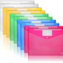 Mr. Pen- Plastic Envelopes, 10 Pack, A4, Letter Size, Plastic Envelopes with Snap Closure (Assorted Colors)