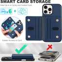 TUCCH Wallet Case for iPhone 16 Pro Max, [Undetachable] PU Leather Wallet with RFID Blocking [6 Card Holder] Magnetic Closure, Protective Shockproof Phone Cover for iPhone 16 Pro Max, Dark Blue