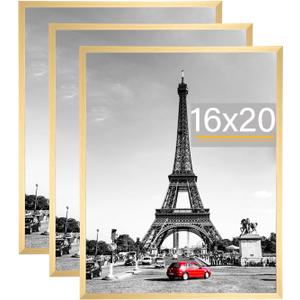 kennethan Picture Frame, Wall Gallery Poster Frames, Horizontal or Vertical Wall Mounting (Gold, 16x20-3 Pack)
