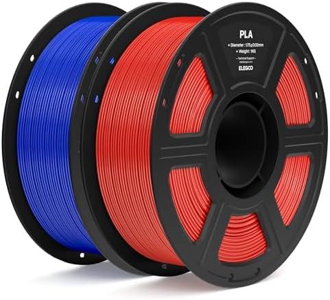 ELEGOO PLA Filament 1.75mm True Red & Dark Blue 2KG, 3D Printer Filament Dimensional Accuracy +/- 0.02mm, 1pc 1kg Spool(2.2lbs) Fit Most FDM 3D Printers